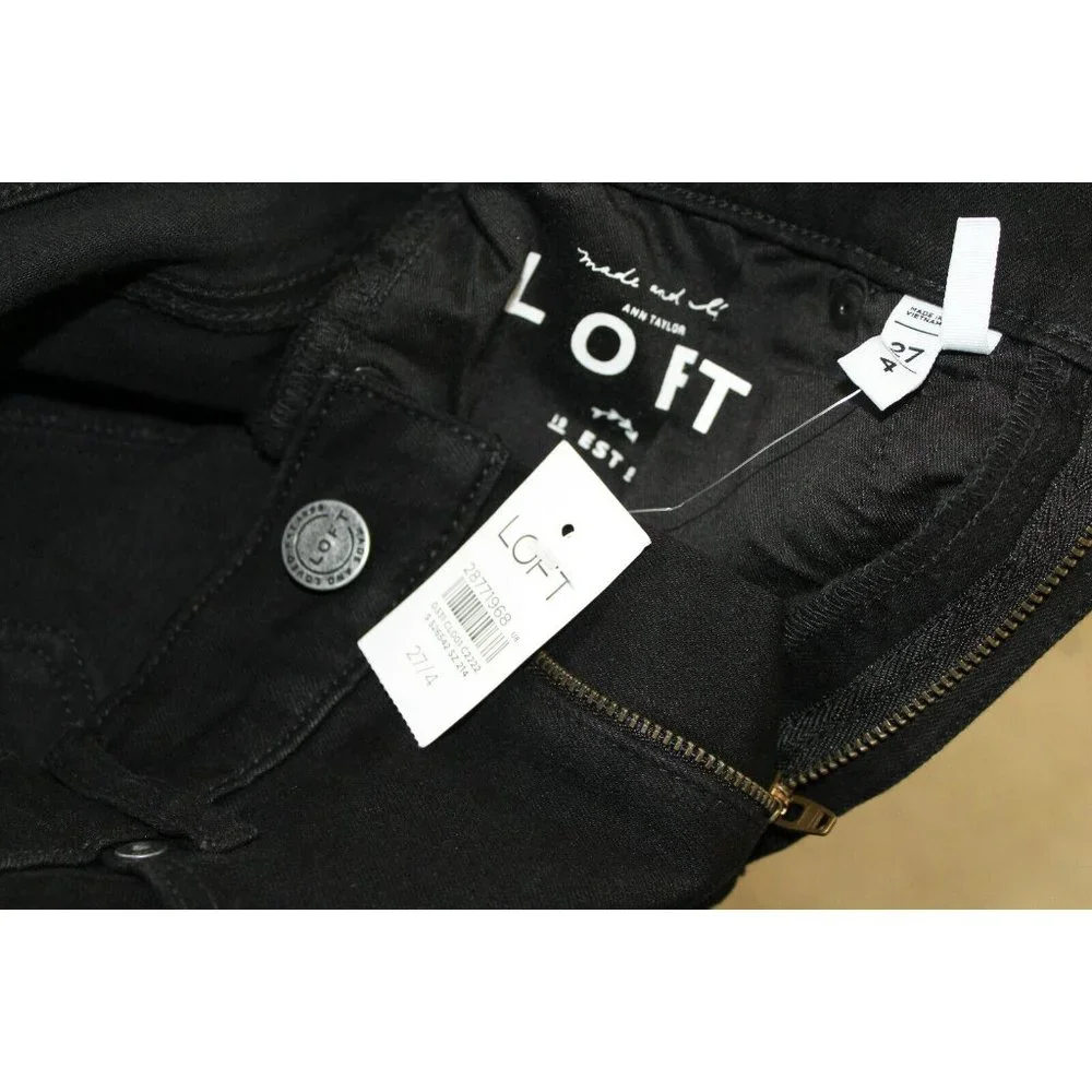 NWT LOFT Womens Black Embellished Skinny Jeans 4 - Picture 7 of 7